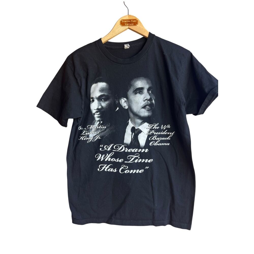MLK Martin Luther & Barack Obama Black History Souvenir T-Shirt Black Size M